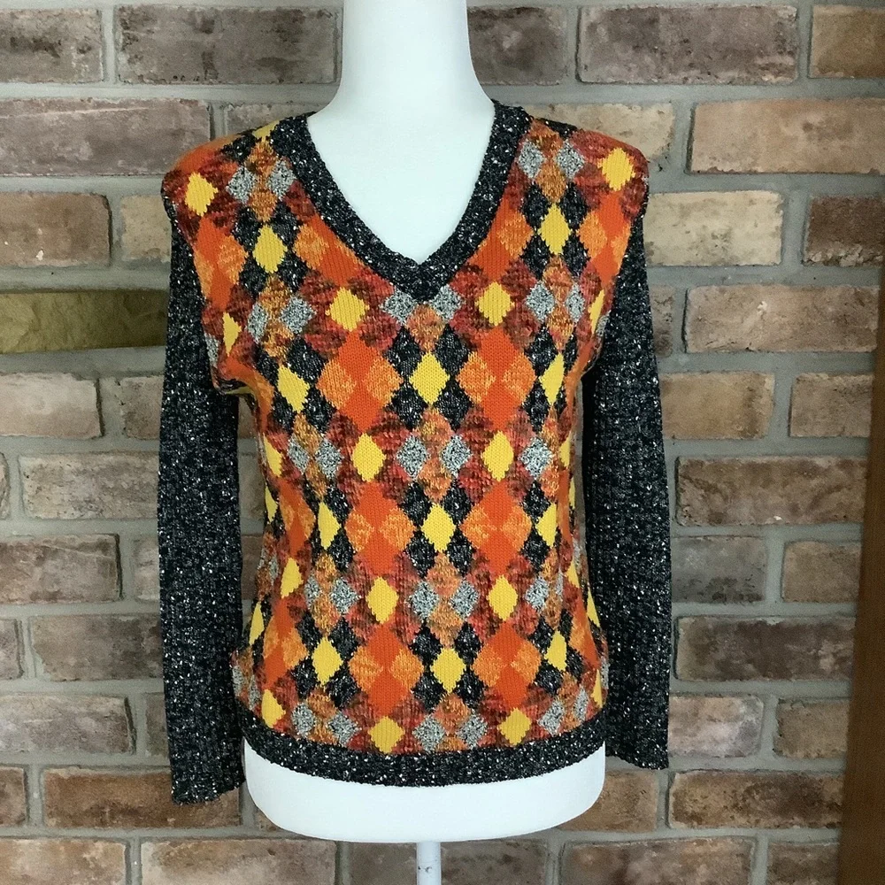 ADRIENNE VITTADINI Argyle Tweed Sweater 175